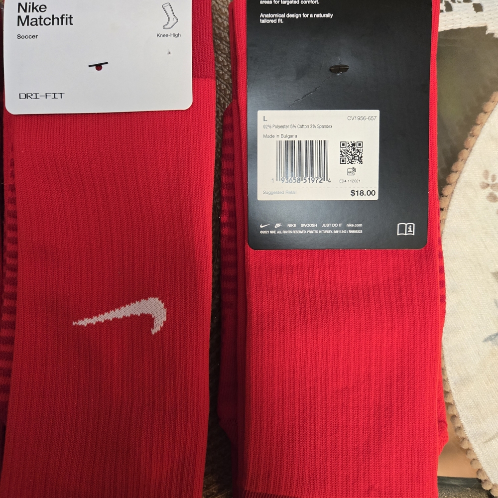 Nike Matchfit Bright Red Athletic Socks